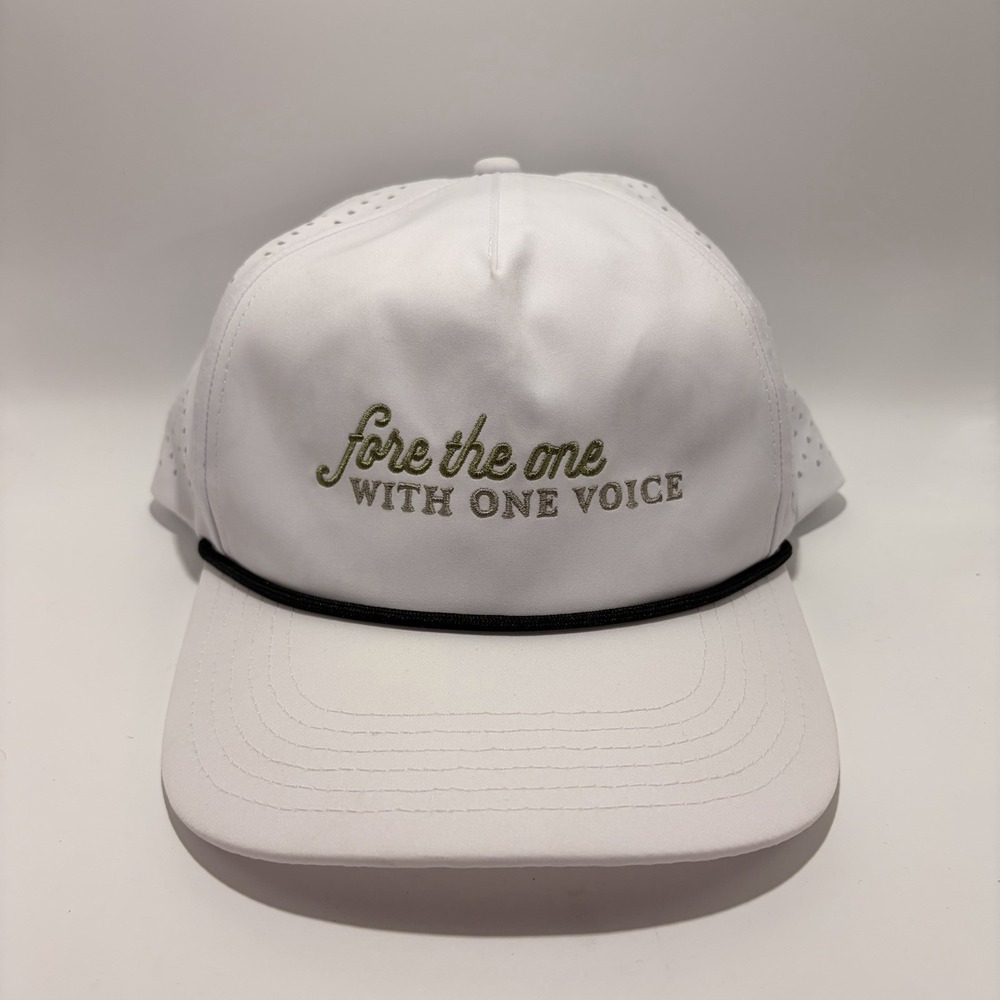 Camp Tejas Fore The One One Voice Golf Rope Hat White Performance Snapback